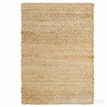 Tapis de jute de jute tressé à fibres naturelles à la main naturel